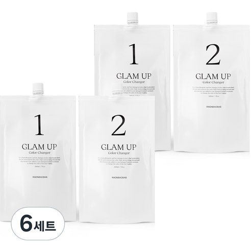 라온 글램업 블랙빼기 컬러체인저 탈색제 1제 200ml + 2제 200ml 세트, 6세트