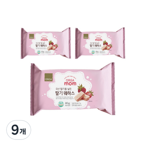 올가홀푸드 mom 딸기 웨하스 80g, 9개