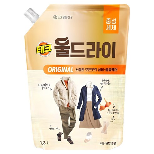테크 울드라이 오리지널 중성세제 리필, 1.3L, 1개