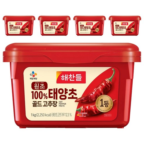해찬들 태양초 골드 고추장, 1kg, 5개
