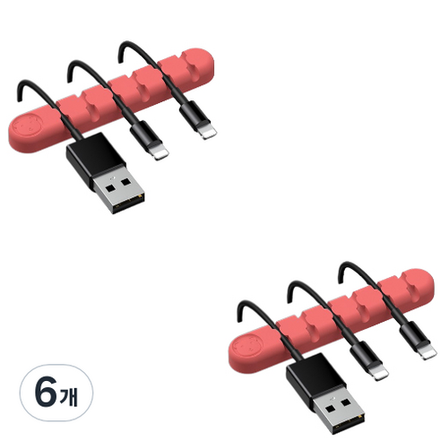 유니버스팩토리 usb 선정리소품 컬러곰 6구, 핑크, 6개