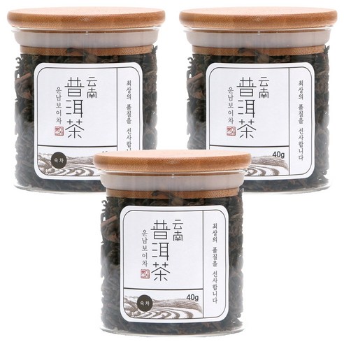 운남보이차 숙차 유리병 S, 40g, 1개입, 3개