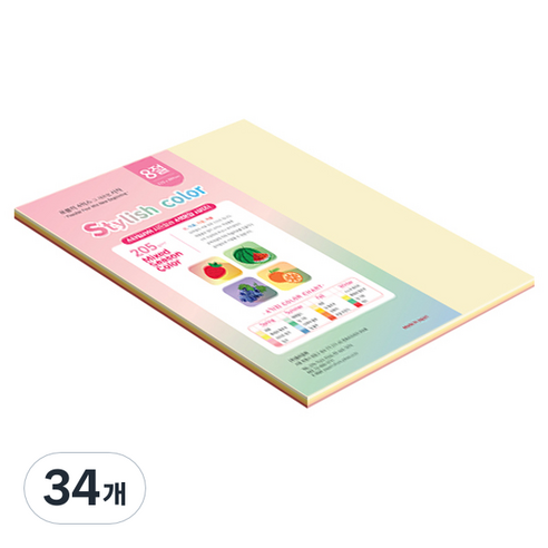 종이문화 SS 스타일리쉬 시즌 두꺼운 혼합색지 205g 02 Summer, 34개, 8절