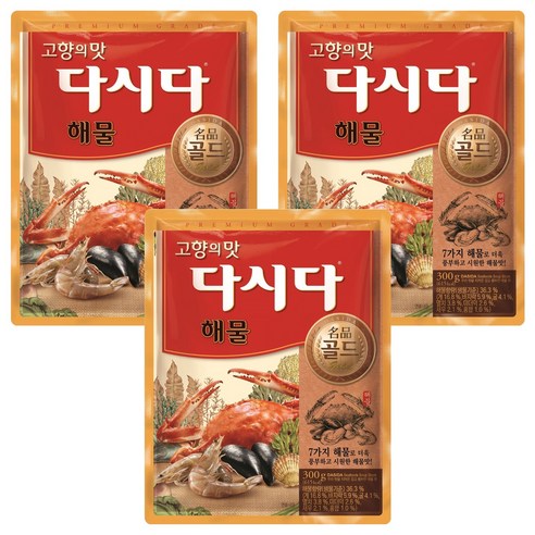 다시다 명품골드 해물, 300g, 3개