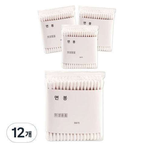 나무 면봉, 300개입, 12개