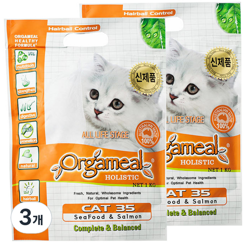 올가밀 캣35 고양이 사료 씨푸드&연어, 연어, 1kg, 3개