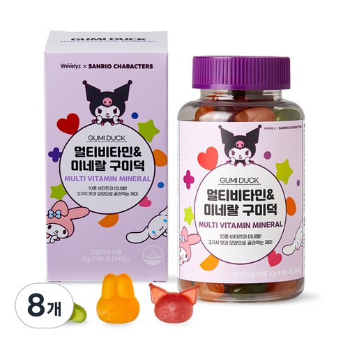 위블리즈 산리오 멀티비타민 앤 미네랄 구미덕, 8개, 80정