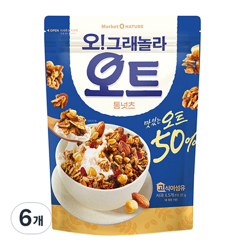 마켓오 오그래놀라 오트 통넛츠 시리얼, 360g, 6개