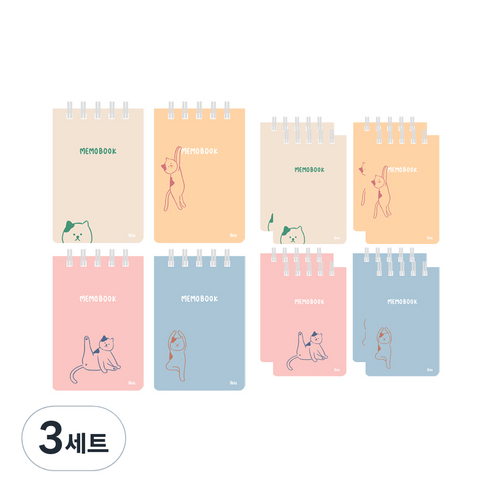 아이비스 합지 상철 수첩 SP12039 4종 x 3p 세트, 베이지 + 옐로우 + 핑크 + 블루, 3세트