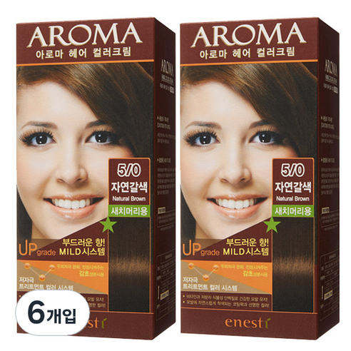 에네스티 아로마 염색제, 5/0 자연갈색, 6개
