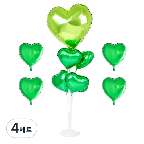 파티쇼 풍선꽂이장식세트 70cm, 하트라임그린, 4세트