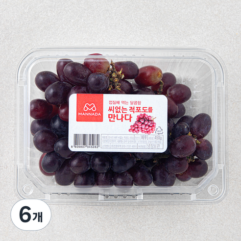 만나다 페루산 씨없는 적포도, 6개, 450g