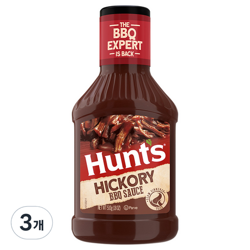 헌트 히코리향 바베큐소스, 510g, 3개