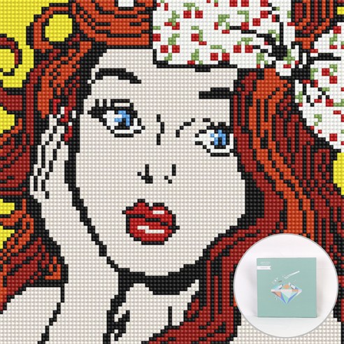 아트조이 DIY 보석십자수 세트 캔버스형 25 x 25 cm, 빨간 머리의 소녀, 1세트