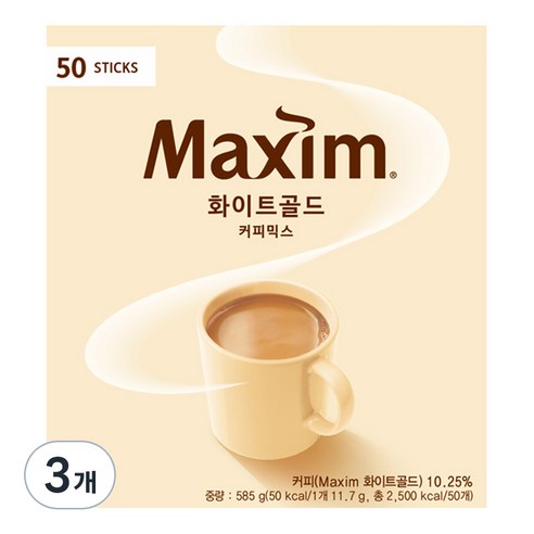 맥심 화이트골드 커피믹스, 11.7g, 50개입, 3개