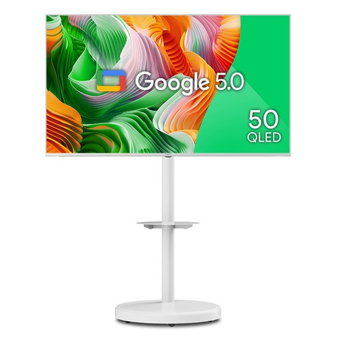 CHiQ 더함 4K UHD QLED 스마트 DLG 120Hz 돌비 AI 구글 5 TV + 이동식 스탠드 세트, 127cm(50인치), UA501QLED(TV), MS64-241L-W(스탠드), 스탠드형, 고객직접설치
