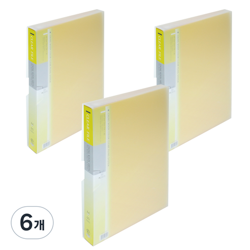 에코청운 PP 클리어화일 60p 메탈장식 A4, 노랑, 6개