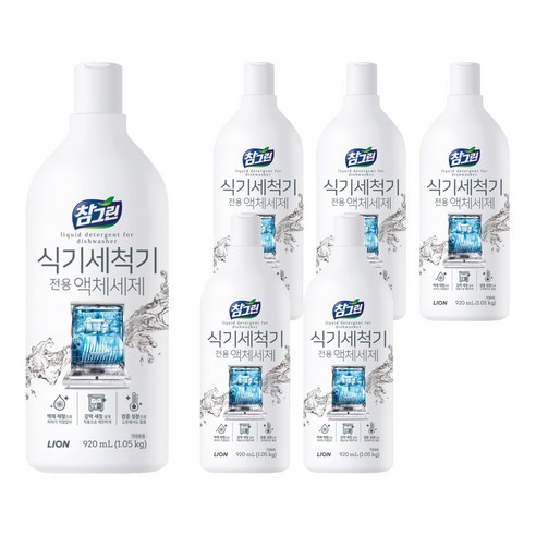 참그린 식기세척기용 액체 세제, 920ml, 6개