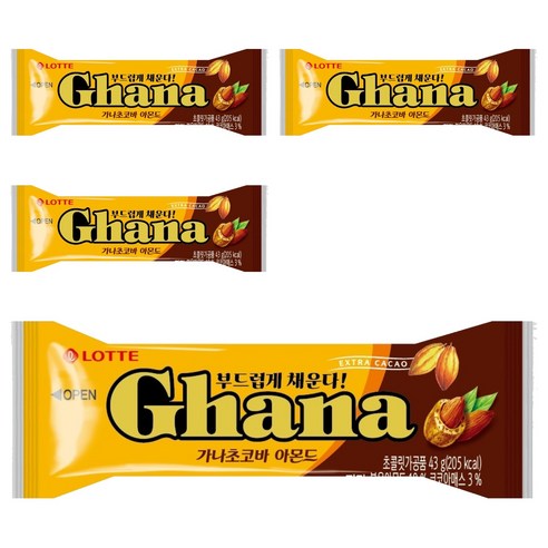 가나 롯데 초코바 아몬드, 43g, 4개