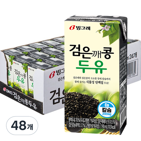 빙그레 검은깨콩 두유, 190ml, 48개