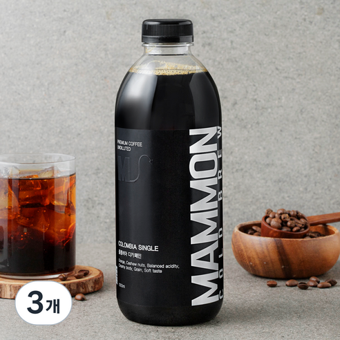 훔볼트 콜롬비아산 마몬 디카페인 콜드브루 커피원액, 3개, 1L