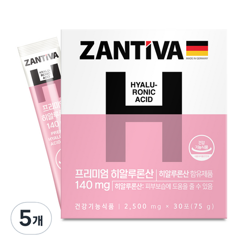 내츄럴플러스 잔티바 프리미엄 히알루론산 30p, 75g, 5개