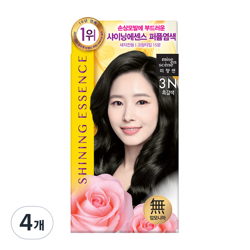 미쟝센 샤이닝 에센스 새치전용 염색제, 3N 흑갈색, 4개