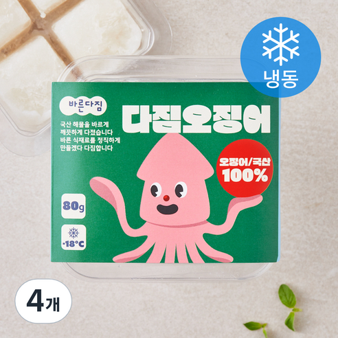 바른다짐 다짐오징어 (냉동), 4개, 80g