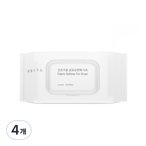 생활공작소 건조기용 섬유유연제 시트 라벤더향, 80매, 4개