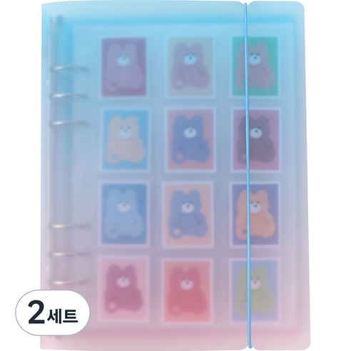 워너디스 A5 6공 띠부씰 바인더 세트, 03 블루핑크, 2세트