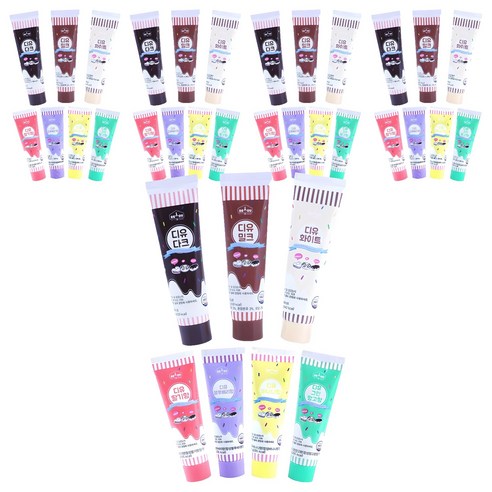 디유 튜브형 diy 초콜릿 만들기 재료 다크 90g + 밀크 90g + 화이트 90g + 딸기 50g + 블루베리 50g + 바나나 50g + 그린망고 50g 세트, 7종, 5세트