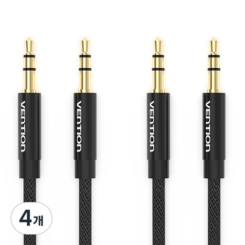 벤션 골드블랙 3.5mm AUX 케이블 1m 직조재킷 2p, 혼합 색상, 4개