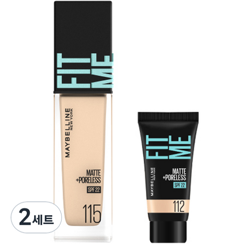 메이블린 핏미 파운데이션 레노 30ml + 미니파운데이션 5ml 세트, 115 아이보리(파운데이션), 112 내추럴 아이보리(미니파운데이션), 2세트