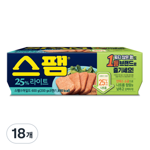 스팸 25% 라이트, 18개, 200g