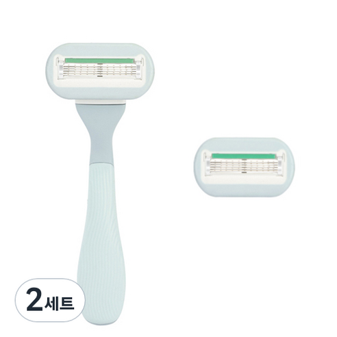 메디치트 5중날 여성용 수동 면도기 블루 + 교체헤드, 2세트