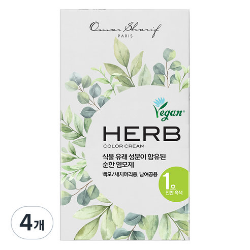 동성제약 허브 칼라크림 염모제, 1호 진한흑색, 4개