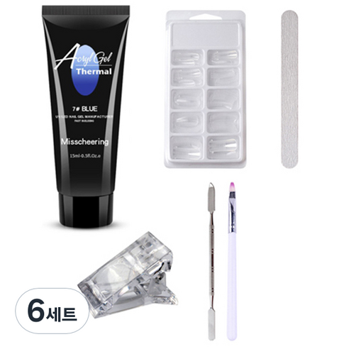 스위스녹스 인조 손톱 연장 재료 온도 열 반응 폴리젤 5종 세트, 6세트, 블루