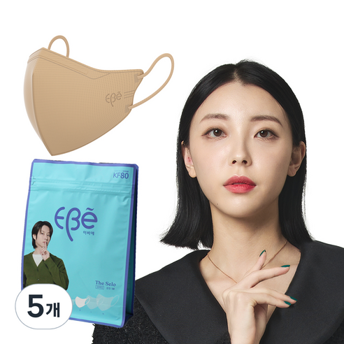 이비에 더세로 새부리형 컬러 마스크 중형 KF80, 30개입, 5개, 베이지