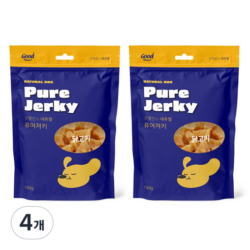굿밸런스 강아지 네츄럴 퓨어 져키, 150g, 4개, 닭고기