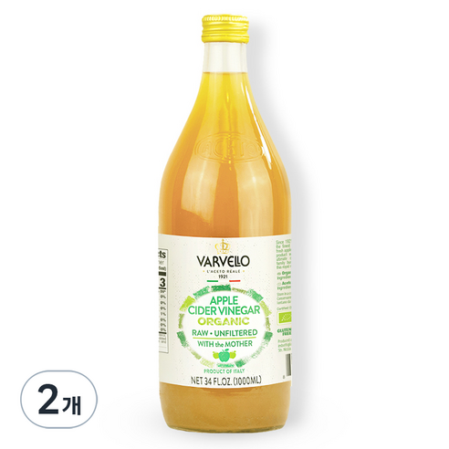 발베로 유기농 애플 사이다 비네거, 1L, 2개