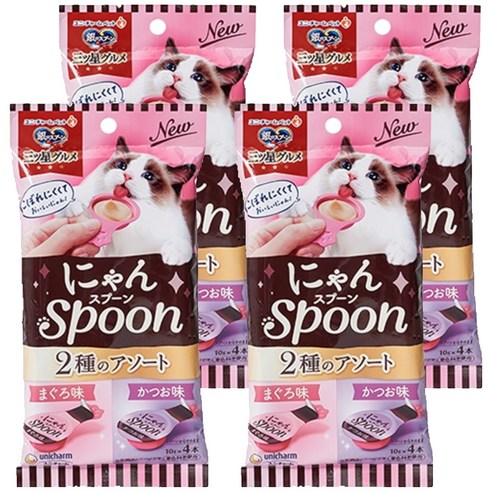 유니참긴노스푼 고양이 냥스푼 간식 4p, 혼합맛(참치/가다랑어), 40g, 4개