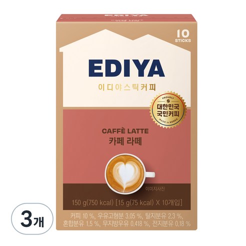 이디야커피 카페라떼, 15g, 10개입, 3개