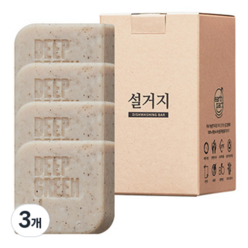제이숲 딥그린제이 유기농 솝베리 설거지비누 4p, 3개, 400g