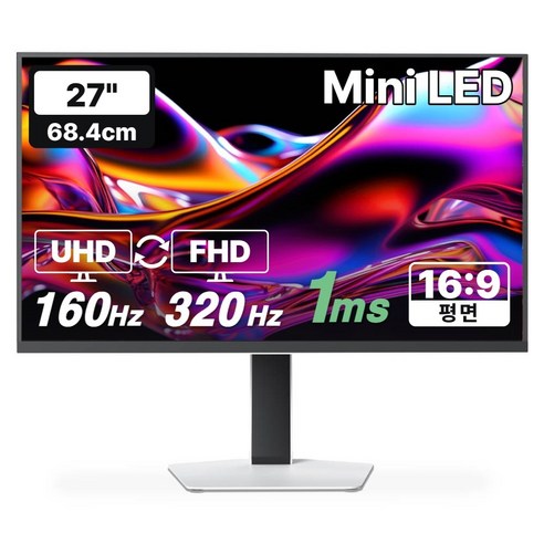 한성컴퓨터 UHD FHD Fast IPS QD Mini LED 160Hz 320Hz 듀얼모드 게이밍 모니터 화이트, 68.58cm, TFG27U16PM180ZMW(일반)
