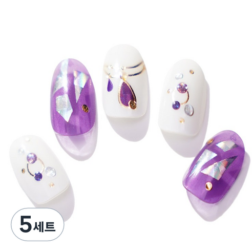 엔젤리 프리미엄 젤 네일 아트 스티커 세트, 5세트, 문라이트 퍼플