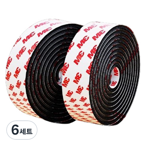 파리박사 벨크로 테이프 세트 블랙 2cm x 2m, 6세트