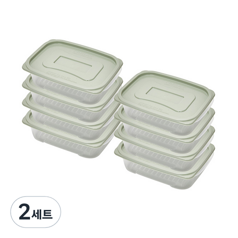 씨밀렉스 프레쉬핏 냉장고 보관용기 GREEN 780ml, 2세트, 8개입