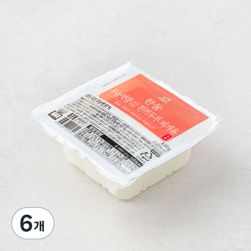 한둘 무농약콩으로 만든 한끼 두부 찌개용, 120g, 6개