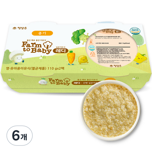 팜투베이비 레디 실온이유식 중기 소고기검은콩비타민죽, 110g, 6개