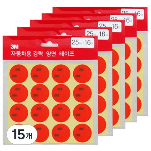 3M 원형 아크릴폼 양면테이프 흰색 25mm, 15개
